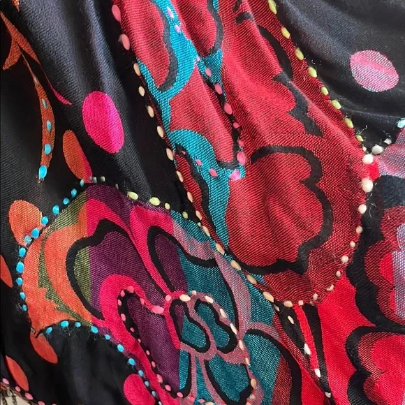 Baba Red and Black Polka Dot REVERSIBLE India Ethnic Shawl Cape Scarf Wrap - Picture 10 of 13